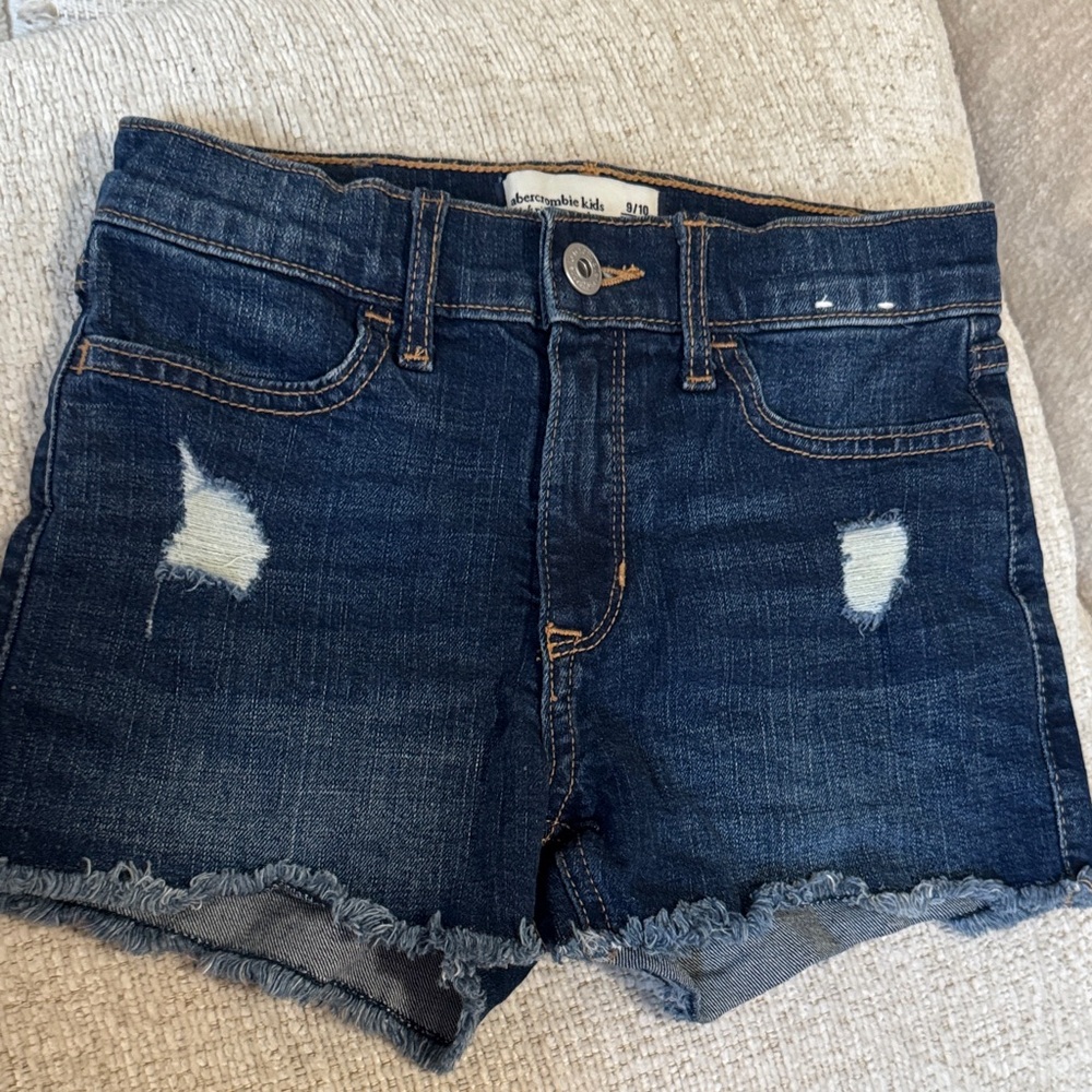Abercrombie Kids Navy Distressed Jean Shorts